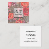 ピンクのサボテン花砂漠ガーデンフォトトラベル スクエア名刺 (正面/裏面)