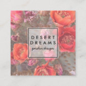 ピンクのサボテン花砂漠ガーデンフォトトラベル スクエア名刺