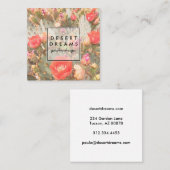 ピンクのサボテン花砂漠ガーデンフォトトラベル スクエア名刺 (正面/裏面)