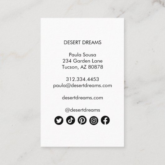 ピンクのサボテン花砂漠ガーデンフォトトラベル 名刺 (裏面)