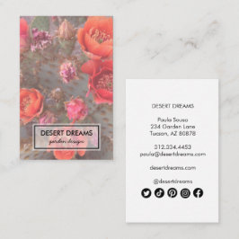 ピンクのサボテン花砂漠ガーデンフォトトラベル 名刺