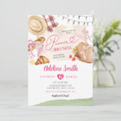 ピンクのサマー パティスリー ピクニック ブライダル シャワー ブランチ 招待状 (スタンド正面)