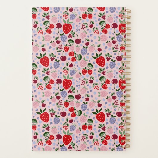 ピンクのサマー フルーツ ベリー ブライドズメイド カスタマイズ プランナー手帳 (裏面)