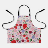 ピンクのサマー フルーツ ベリー ブライドズメイド パーソナライズド エプロン (正面)