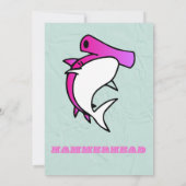 ピンクのサメとローズの花輪 1歳の誕生日 招待状 (裏面)