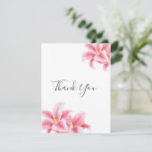 ピンクのサルガーザリリーの水色 サンキューカード (スタンド正面)