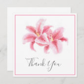 ピンクのサルガーザリリーの水色 サンキューカード (正面/裏面)