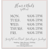 ピンクのサロンビジネスサインのステッカー シール (正面)