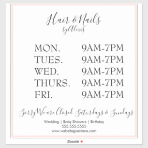 ピンクのサロンビジネスサインのステッカー シール