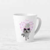 ピンクのサングラスとポーラブが可愛いマルチーズ犬 カフェラテマグ (右アングル)