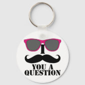 ピンクのサングラスを使った口ひげユーモア キーホルダー (正面)