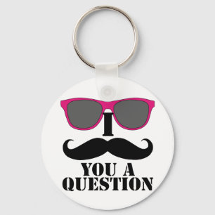 ピンクのサングラスを使った口ひげユーモア キーホルダー