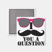 ピンクのサングラスを使った口ひげユーモア マグネット (正面/裏面)