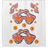 ピンクのサングラス10代の若者シャワーカーテンホワイト シャワーカーテン (正面)