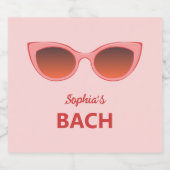 ピンクのサングラス、キャットアイの眼鏡、女性らしいシェード スパークリングワインラベル (シングルラベル)