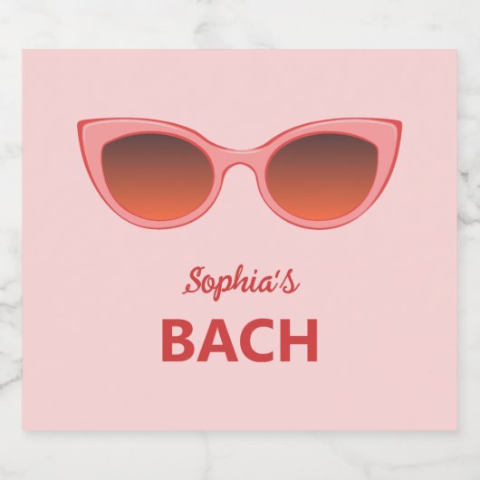 ピンクのサングラス、キャットアイの眼鏡、女性らしいシェード スパークリングワインラベル (シングルラベル)