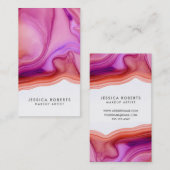 ピンクのサンゴの水彩瑪瑙メイクアップアーティスト 名刺 (正面/裏面)