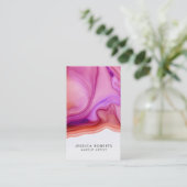 ピンクのサンゴの水彩瑪瑙メイクアップアーティスト 名刺 (スタンド正面)