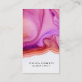 ピンクのサンゴの水彩瑪瑙メイクアップアーティスト 名刺 (正面)