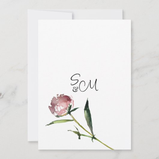 ピンクのサンゴの牡丹フローラ夏の日付を保存 招待状 (裏面)