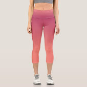 ピンクのサンゴグラデーション勾配 カプリレギンス (正面)