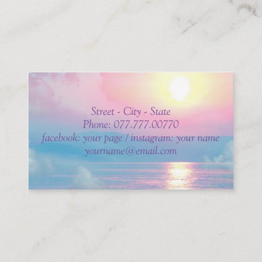 ピンクのサンセット名刺の幻想的な風景 名刺 (裏面)