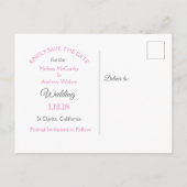 ピンクのサンドダラー テーマの結婚式 Save the Date 案内ポストカード (裏面)