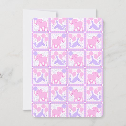 ピンクのサーカスの赤ちゃんシャワーその女の子かわいい 招待状 (裏面)