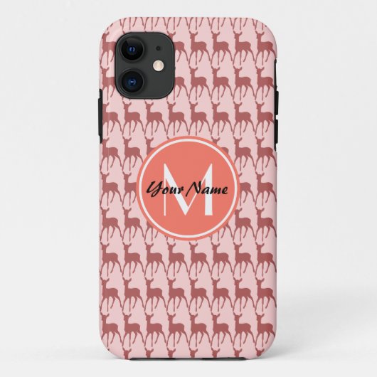 ピンクのサーモンディアー、カスタムモノグラムパーソナライズされた、 Case-Mate iPhoneケース (裏面)