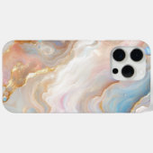 ピンクのサーモン色とアクアブルーとゴールドのホワイト大理石アート柄 Case-Mate iPhoneケース (裏面 (横))