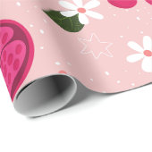 ピンクのザクロ果実さくらんぼフローラデイジー ラッピングペーパー (ロールコーナー)