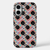 ピンクのシアンブルー白黒渦巻き抽象芸術パターン Case-Mate iPhoneケース (裏面)
