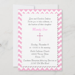 ピンクのシェブロンのカスタムな洗礼の招待状 招待状