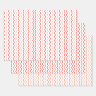 ピンクのシェブロンのパターンモダンの影 ラッピングペーパーシート
