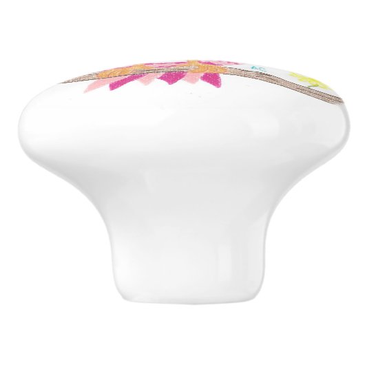 ピンクのシェブロンのフクロウの先生の陶磁器のノブ セラミックノブ (側面)