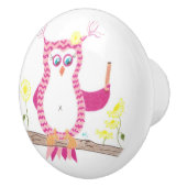 ピンクのシェブロンのフクロウの先生の陶磁器のノブ セラミックノブ (右)