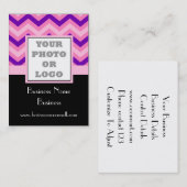ピンクのシェブロンの写真ロゴ 名刺 (正面/裏面)
