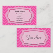 ピンクのシェブロンは縞で飾ります 名刺 (正面/裏面)