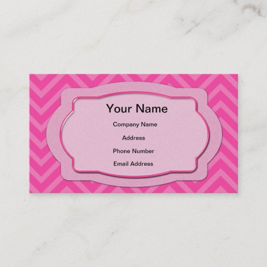 ピンクのシェブロンは縞で飾ります 名刺 (正面)