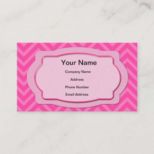 ピンクのシェブロンは縞で飾ります 名刺 (正面)