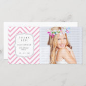 ピンクのシェブロン-どの大事な行事でも感謝していしています サンキューカード (正面/裏面)