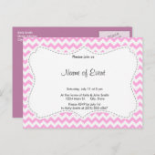 ピンクのシェブロン インビテーションポストカード (正面/裏面)