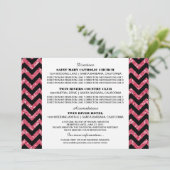 ピンクのシェブロン グリッター 情報カード 招待状 (スタンド正面)