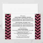 ピンクのシェブロン グリッター 情報カード 招待状 (正面/裏面)