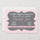 ピンクのシェブロン 私たちの小さなパンプキン 誕生日招待状 招待状 (正面)
