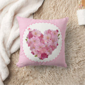 ピンクのシェリー花の枕ハート クッション (ブランケット)