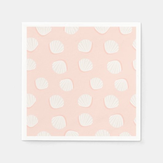 ピンクのシェルパターン スタンダードカクテルナプキン (正面)