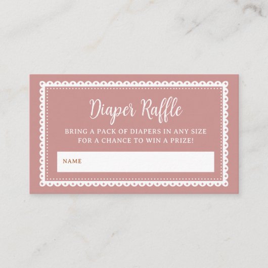 ピンクのシエリートリンド赤ちゃんシャワーおむつラッフル エンクロージャーカード (正面)