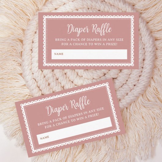 ピンクのシエリートリンド赤ちゃんシャワーおむつラッフル エンクロージャーカード