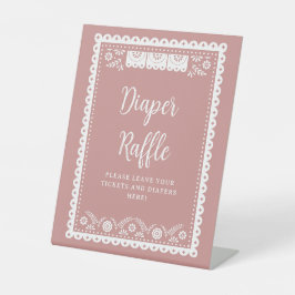 ピンクのシエリートリンド赤ちゃんシャワーおむつラッフル 台座サイン